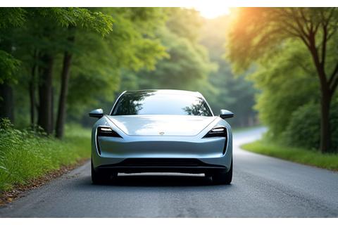 Véhicule électrique stationné dans un cadre naturel verdoyant