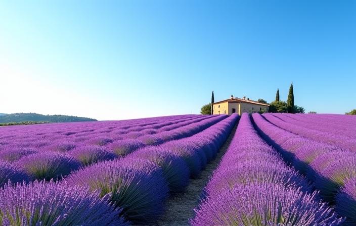 Paysage de lavande en Provence, symbolisant une retraite